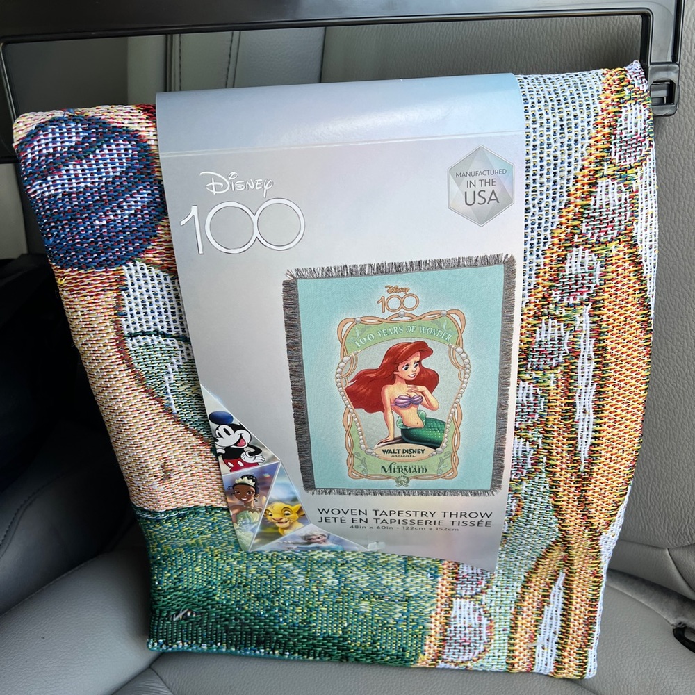 Disney 100 The Little Mermaid Ariel Tapestry Throw Blanket Woven 48x60" Wall Art